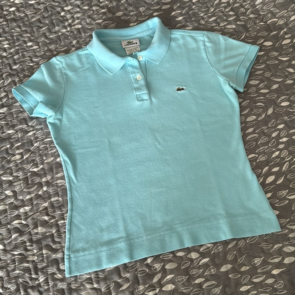 LACOSTE Girl’s Blue Polo Shirt, size Medium